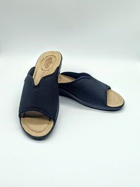 Fly Flot Black Italian Mesh Slip-On Sandals - Size 39